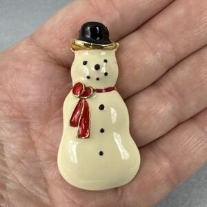 Vintage 90s AAI Snowman Enamel Brooch/Pin Holiday Costume Jewelry 2"